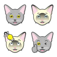[LINE絵文字] なかよし ロシアンブルー シャム猫 絵文字の画像