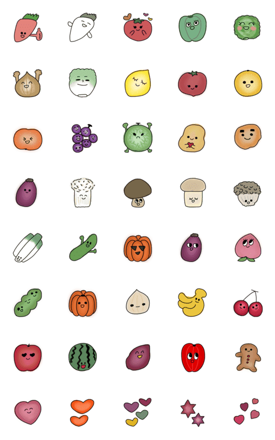 [LINE絵文字]野菜と果物♡ベジタブルフルーツの画像一覧