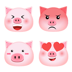 [LINE絵文字] Pink piggy Emojiの画像