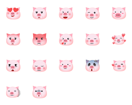 [LINE絵文字]Pink piggy Emojiの画像一覧