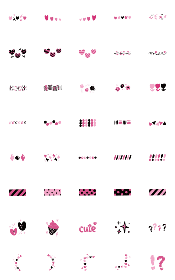 [LINE絵文字]cute pink lineの画像一覧