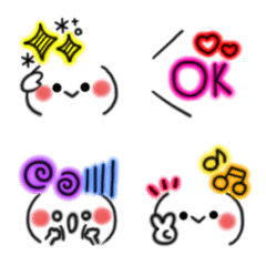 [LINE絵文字] ゆるかわ♡ネオン絵文字(3)の画像