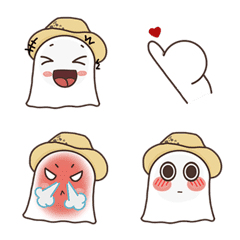 [LINE絵文字] Little Ghost ＆ Hat Emojiの画像