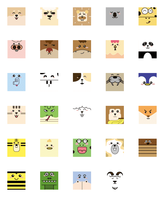 [LINE絵文字]正方形の組み合わせ (動物家族)の画像一覧