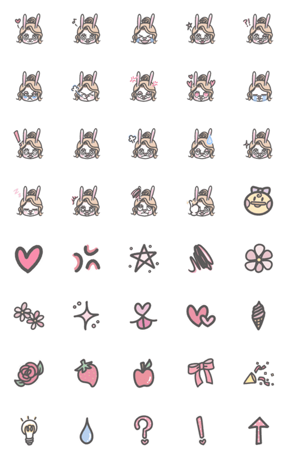 [LINE絵文字][emoji] Ranny Bunny's Pink Daily Lifeの画像一覧