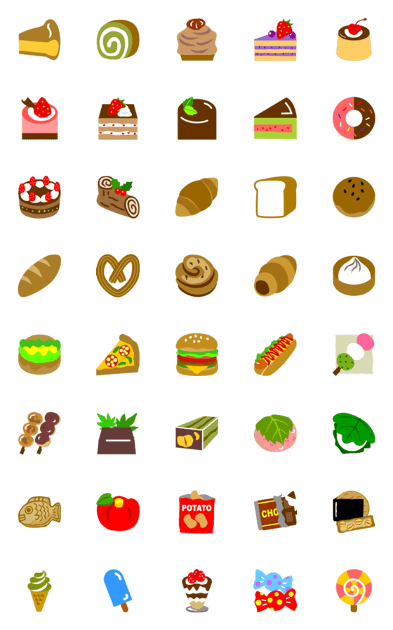 [LINE絵文字]会話を彩る絵文字 スイーツ・パン編の画像一覧