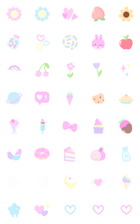 [LINE絵文字]Pastel Emoji 1の画像一覧