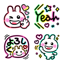 [LINE絵文字] 大人ネオン♥派手カワ♪うさぎ絵文字の画像