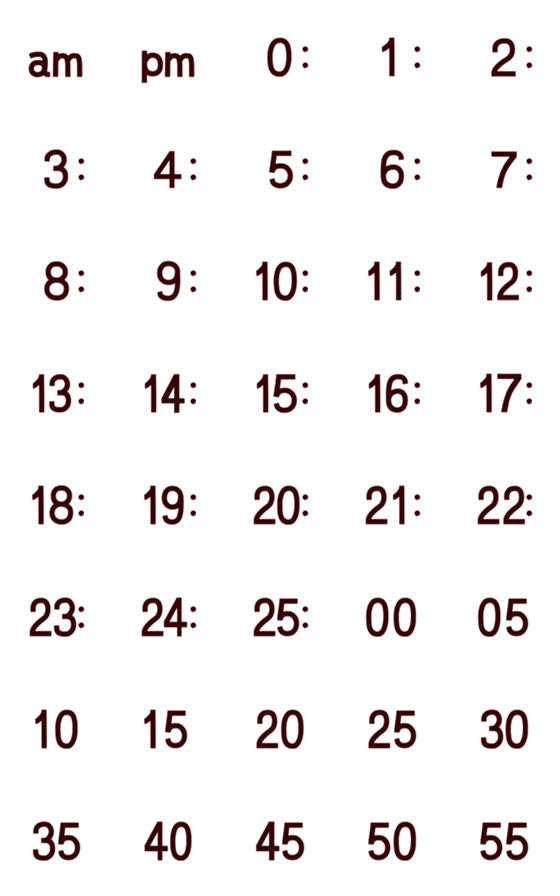 [LINE絵文字]太字！はっきり時間 簡単絵文字の画像一覧