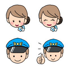 [LINE絵文字] かわいいパイロットとCAの絵文字の画像