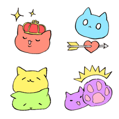 [LINE絵文字] カラフル5色ねこの画像