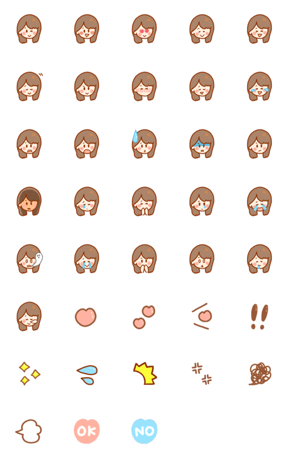 [LINE絵文字]大人女子のシンプル絵文字【セミロング】の画像一覧