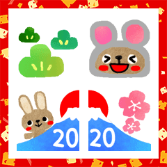 [LINE絵文字] 【年末年始】うさぎのらびすけ2020の画像