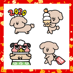 [LINE絵文字] 【年末年始】シュールなミニトイプードルの画像
