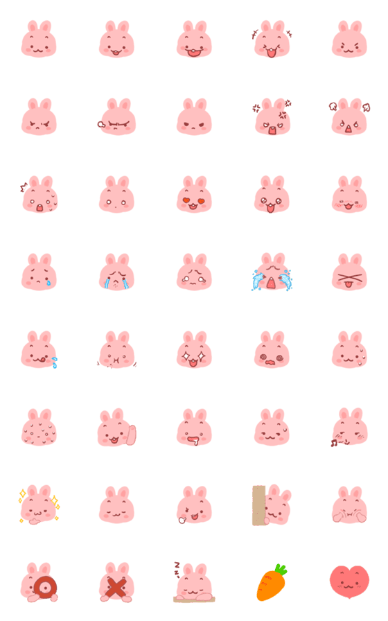 [LINE絵文字]Cute Pink Rabbit face PiPiの画像一覧