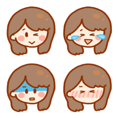 [LINE絵文字] 大人女子のシンプル絵文字♡セミロングの画像