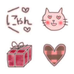 [LINE絵文字] バレンタインにも使えるピンク猫の絵文字の画像