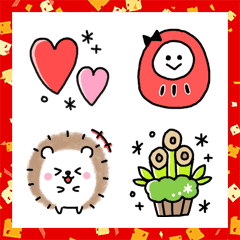 [LINE絵文字] スマイル多め❤︎かわいいお正月の絵文字の画像