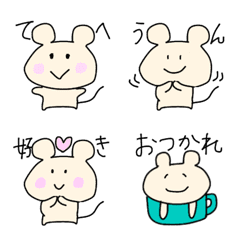 [LINE絵文字] 毎日使えるシンプルな白ねずみ絵文字の画像