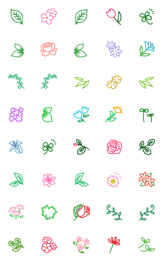 [LINE絵文字]オトナ可愛い♥️線画 花＆植物の画像一覧