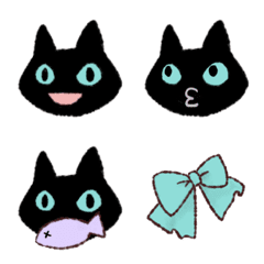 [LINE絵文字] 黒猫とミントカラーの画像