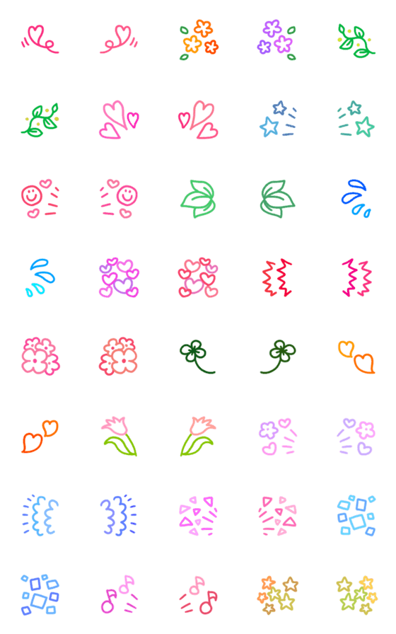 [LINE絵文字]♥️カラフル線画 de フレーム♥️の画像一覧