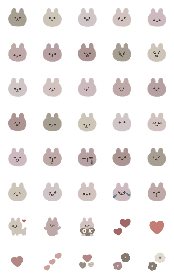 [LINE絵文字]くすみピンクのふわふわうさぎの画像一覧