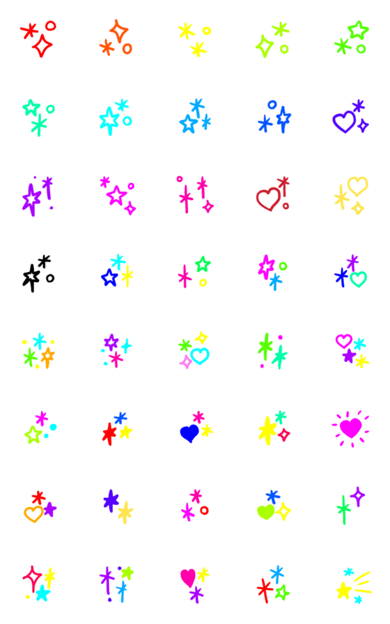 [LINE絵文字]きらきら絵文字ビビッドカラーの画像一覧