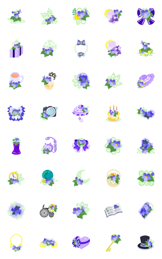 [LINE絵文字]Cute Violet Emojiの画像一覧