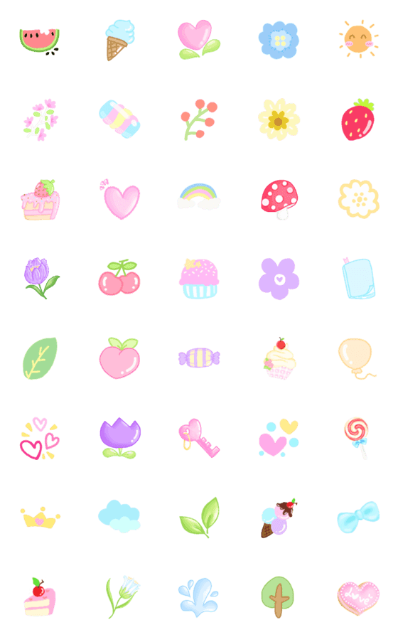 [LINE絵文字]Cutie emoji : sweet pastelの画像一覧