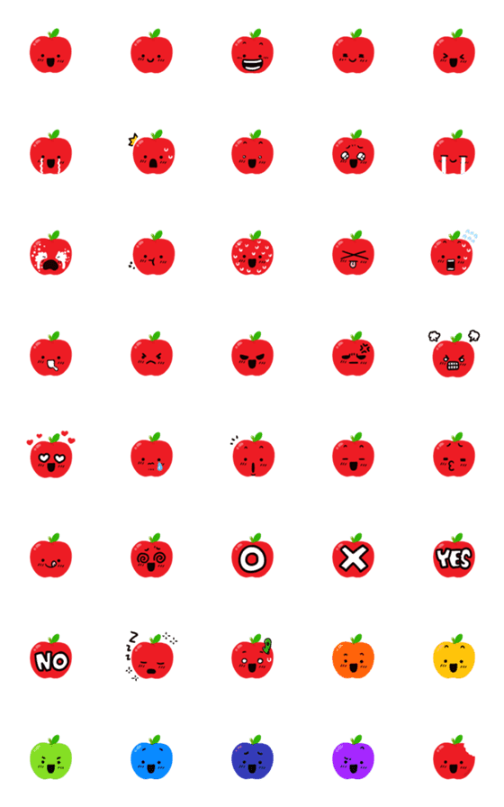 [LINE絵文字]Cute Apple faceの画像一覧