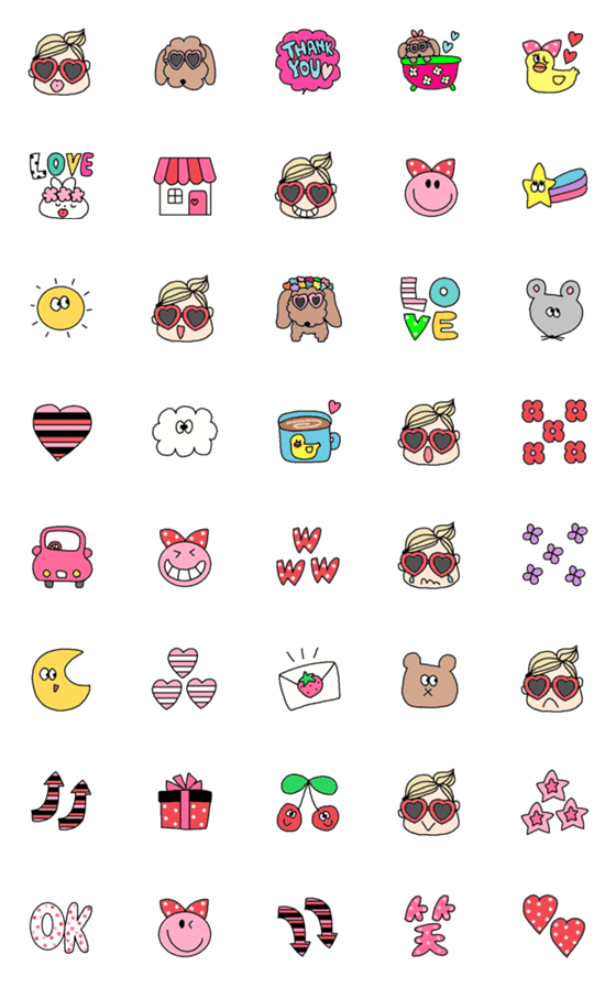 [LINE絵文字]色んな絵文字セット83(大人可愛いビビット)の画像一覧