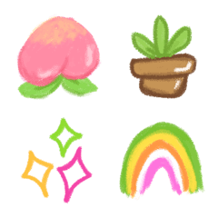 [LINE絵文字] Cutie emoji : kawaii crayon pastelの画像