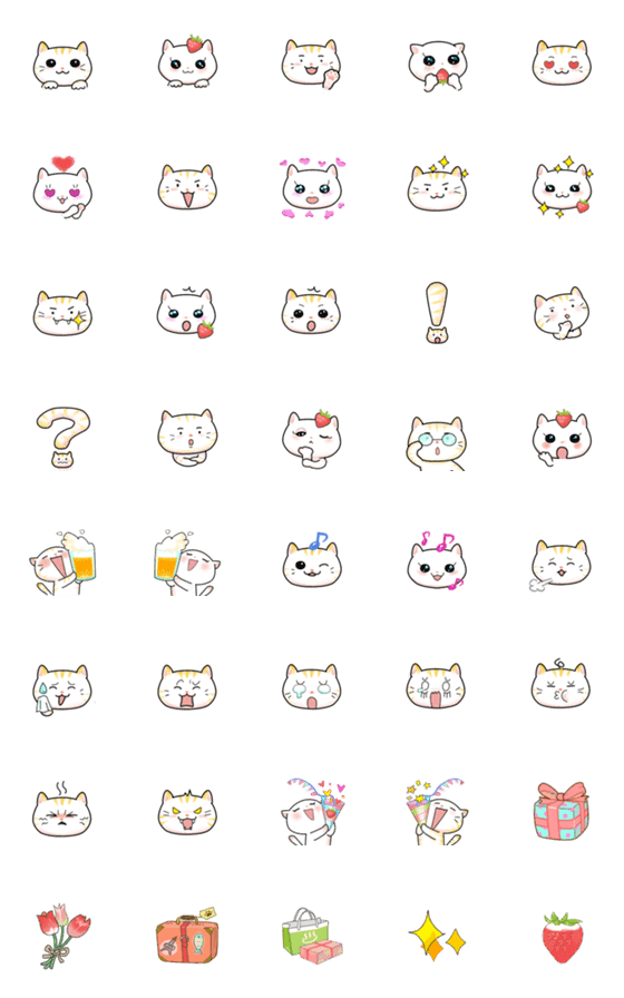 [LINE絵文字]「いちごと猫」の絵文字の画像一覧