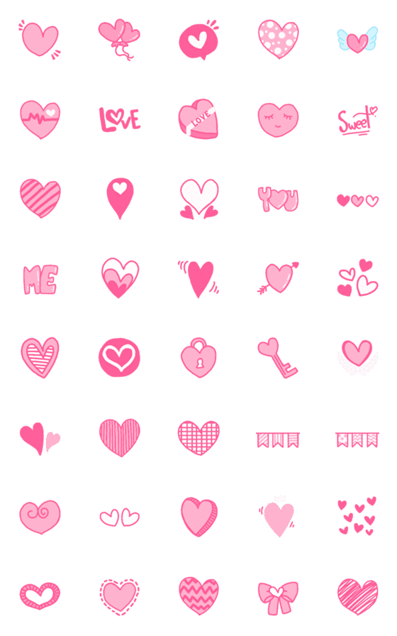 [LINE絵文字]Cutie emoji : pink heart sweet valentineの画像一覧