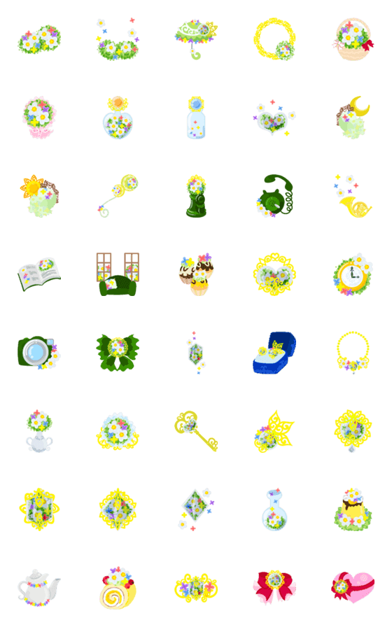 [LINE絵文字]Cute Small Flowers Emojiの画像一覧