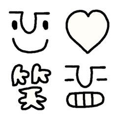 [LINE絵文字] 色んなシンプルな顔の絵文字のセット22の画像