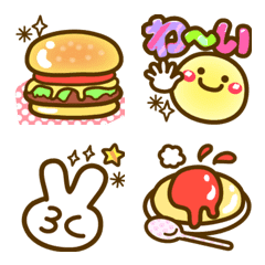 [LINE絵文字] ❤ハンドサインと食べ物❤にこまる絵文字⑥の画像