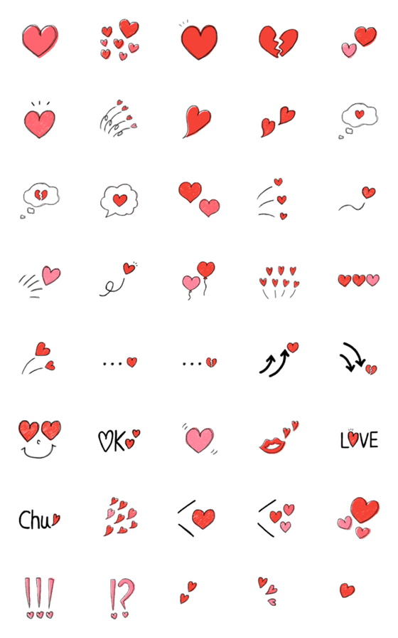 [LINE絵文字]ハート(ビビット♡黒×赤×ピンク)の画像一覧