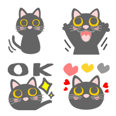 [LINE絵文字] 会話で使おう！大人のかわいい黒猫絵文字の画像