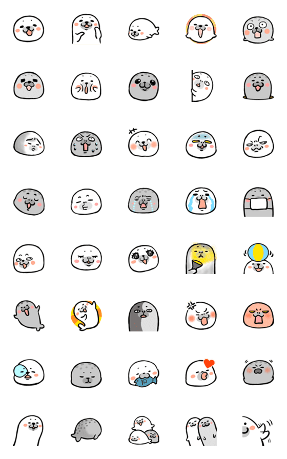 [LINE絵文字]アザラシの表情豊かな絵文字の画像一覧