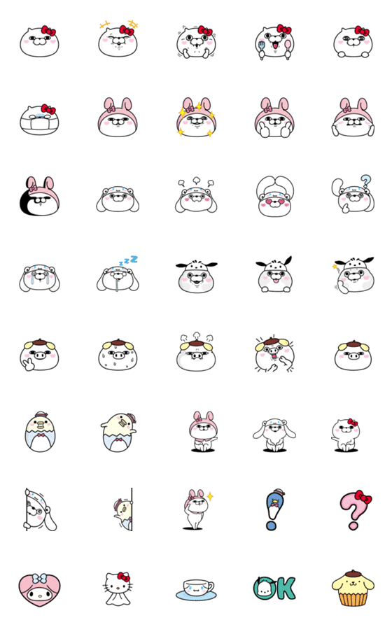 [LINE絵文字]サンリオキャラクターズ×ヨッシースタンプの画像一覧