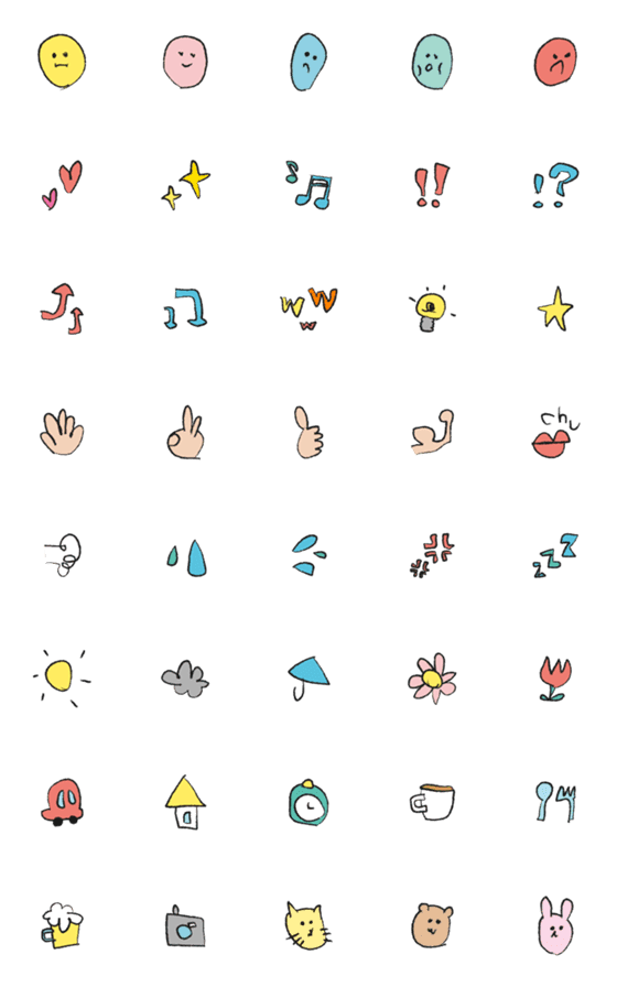 [LINE絵文字]こどもの基本セットの画像一覧