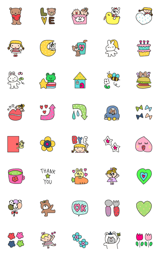 [LINE絵文字]色んな絵文字セット117大人可愛いビビットの画像一覧