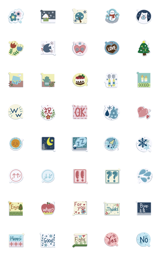 [LINE絵文字]＊北欧風＊手書き絵文字＆ミニスタンプ 冬の画像一覧