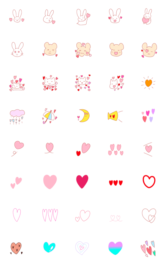 [LINE絵文字]【大量】とにかくたくさん♡ハート♡を送るの画像一覧