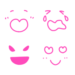 [LINE絵文字] 【シンプル】ビビットピンクの顔文字の画像