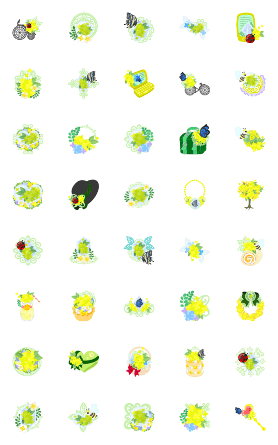 [LINE絵文字]Cute Yellow Flowers Emojiの画像一覧