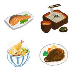 [LINE絵文字] クレヨンでかいたようなゆるい絵文字(料理)の画像