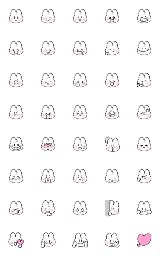 [LINE絵文字]Cute Rabbit Faceの画像一覧